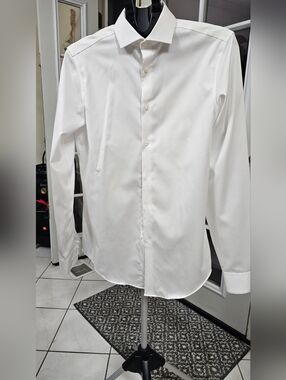 Calvin Klein Men's White Long-Sleeve Dress Shirt